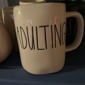 Rae Dunn White 'ADULTING' Ceramic Coffee Mug